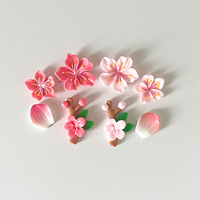 Charm in Resina a Forma di Fiore di Ciliegio, Petali Sfumati Rosa Sakura per Artigianato Fai-da-Te e Nail Art