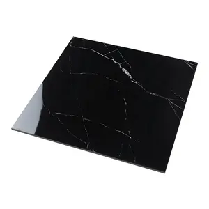 80*80 Luxury Marble Glossy Black Polished Shiny Glazed Porcelain Living Room Floor Tile