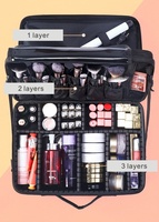 Trousse de Maquillage de Voyage Grande Trousse Cosmétique Professionnelle Portable avec Support pour Pinceaux et Rangement (Noir Taille L)