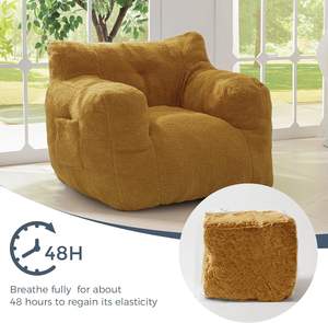 大人のための房状のビーンバッグチェアキッズテディ怠惰なソファアクセントチェア読書用ポケット付きフィラートゥゴーソファを詰めた - Product Image 5