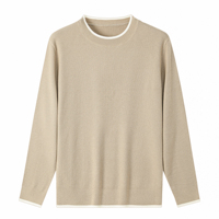 En stock – Pull d'hiver en maille gaufrée à col rond avec bordure contrastante, lavable en machine, 3 couleurs, effet faux deux-pièces sur le devant, logo personnalisé, MOQ