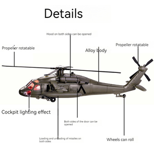 Moulé sous pression 1:<span class=keywords><strong>64</strong></span> alliage Apachi AH-<span class=keywords><strong>64</strong></span> Black Hawk modèle d'hélicoptère en métal de sauvetage fans militaires collection affichage cadeau hélicoptère militaire - Product Image 3