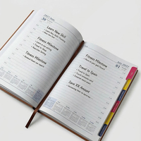 Agenda Diaria Triple Plegable ML A5 2027, Planificador Personal de un Año Completo, Cuaderno con Cubierta de Cuero, Encuadernación Térmica, 300 Hojas