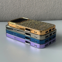Étui magnétique en PC plaqué or JOYPORODO B434 avec technologie d'incrustation de diamants, étui tendance pour iPhone 11 12 13 14 15 16 17