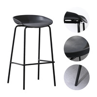 Tabouret de bar en métal minimaliste moderne nordique avec dossier, non pivotant, pour la maison, le pub, la réception
