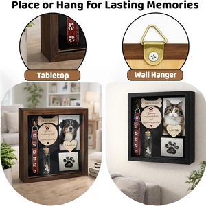 Cornice Moderna in Legno per Foto Commemorativa <span class=keywords><strong>di</strong></span> Animali Domestici, da Appendere a Parete, con Porta Collare e Tampone per Impronte <span class=keywords><strong>di</strong></span> Zampe, per Soggiorno - Product Image 6
