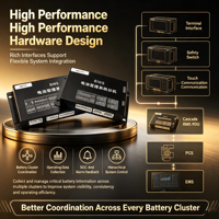BMS Haute Tension 96S 128S 256S 48V 400V 1024V jusqu'à 600A en Cascade pour Systèmes Solaires Hors Réseau ESS CAN RS485 GPS LiFePO4 avec Équilibreur Intégré PDU