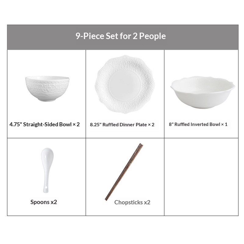 white 9 servings for two people