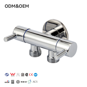 1-ב-2 החוצה זווית שסתום ידית כפול כרום סיום בניית פליז מעודן עבור מים יכול לחבר מכונת כביסה ושירותים ושירותים - Product Image 1