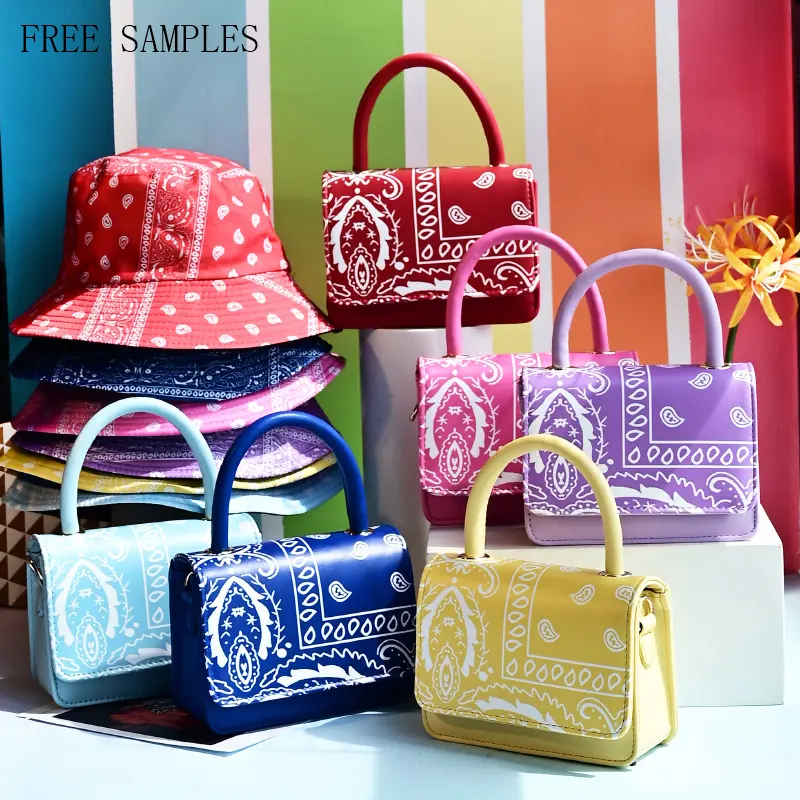 2022 free samples Trending New Handbags Bandana Purse and Hat Set Designer Bags Women Hand bags Ladies
