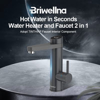 Briwellna 220V 3200W Acier Inoxydable 304 Robinet Électrique LED Robinet D'eau Chaude Instantanée Bec 120 Degrés pour Usage Domestique Garage