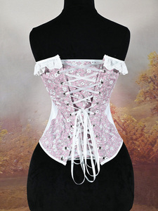 Corset vintage à imprimé floral pour femme, avec détails en satin, bustier noir à volants en dentelle, top amincissant pour cosplay - Product Image 5