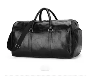 Дорожная мужская кожаная спортивная сумка с винтажным логотипом и отделением для обуви, спортивная сумка из искусственной Веганской кожи для мужчин, выходные дни