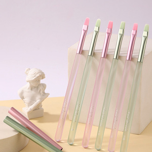 Pinceau à ongles transparent vert et rose à manche, grand carré, pour gel de photothérapie, mélange, dessin de lignes, dégradé, stylo français - Product Image 4