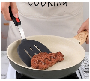 LifeTop silikon paslanmaz çelik Turner Spatula esnek silikon Spatula oluklu Spatula yapışmaz pişirme için pişirme malzemeleri - Product Image 2