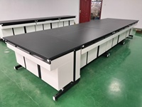 Table de laboratoire en acier pour l'industrie chimique et les écoles, avec plan de travail en résine phénolique, MOQ 1m, vente en gros, personnalisable sur mesure.