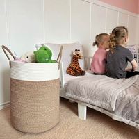 Panier pliable en corde de coton mignon pour escaliers étroits, pour vêtements sales, paniers à linge en bois, paniers cadeaux pour amis