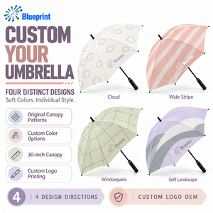 Paraguas de Golf Automático con Marco de Fibra de Vidrio, Resistente al Viento, 30 Pulgadas, Impermeable, Ligero, Estilo Japonés/Coreano, con Impresión de Logotipo Personalizado - Product Image 3