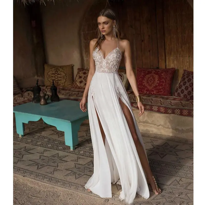 Mousseline De soie Personnalisé Femmes Dernières Conceptions De Mode Robe De Mariée Robe De Mariée