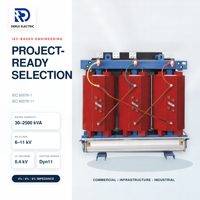 Transformateur sec triphasé en résine époxy SCB11 10kV 11kV de 30kVA à 2500kVA avec enroulement en cuivre pour la distribution d'énergie