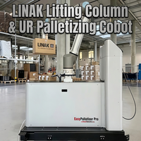 Columna Elevadora LINAK ELEVATE + Robot Colaborativo Multi-Eje UR, Estación de Trabajo de Automatización Flexible para Paletización y Manejo de Materiales