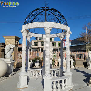 Gazebo redondo <span class=keywords><strong>de</strong></span> mármol blanco Natural, decoración clásica <span class=keywords><strong>de</strong></span> jardín al aire libre, estilo europeo - Product Image 2