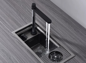 Olife banos <span class=keywords><strong>20</strong></span> inch nhỏ Hidden bồn rửa 304 thép không gỉ duy nhất-khe Bar rửa lưu vực đen mini đảo rửa lưu vực vô hình bồn rửa - Product Image 5