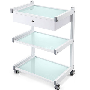 Carrito de Salón 58.7x41.4x81cm con Estante de Vidrio Templado y Ruedas para Uso en Salones de Belleza, Peluquería y Uñas - Product Image 1