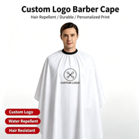 Cape de Barbier Professionnelle Blanche en Gros, Imperméable avec Logo Personnalisé, pour Salon de Coiffure, Fourniture en Gros