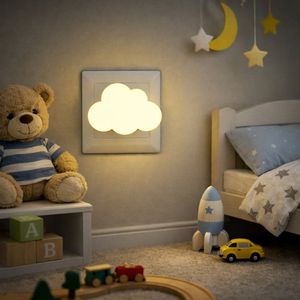 OEM Available Cute Cloud LED <b>Plug</b>-<b>in</b> Night <b>Light</b> for Kids, Auto <b>Light</b> Sensor, Energy Saving ABS Night Lamp US EU <b>Plug</b> - Product Image 1