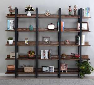 Estantería de madera con marco de metal, estantería para libros, estante de almacenamiento - Product Image 4