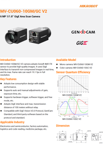 Caméra industrielle HIK ROBOT MV-CU060-10GM 6MP Mono GigE IMX178 à monture C pour vision industrielle - Product Image 4