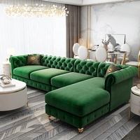 Modernes Chesterfield Ecksofa-Set für Wohnzimmer, Couch aus italienischem Leder, Sektionalsofa