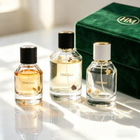 Bouteilles de parfum en verre cylindriques à fond épais en gros, 30ml 50ml 100ml, avec couvercles personnalisés sérigraphiés pour sérum de soin de la peau et cadeaux