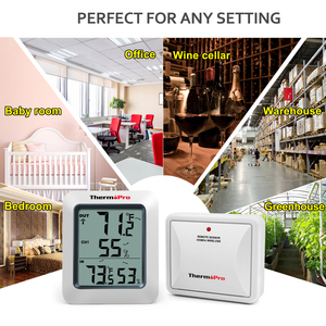 Thermopro tp60c kỹ thuật số không dây ẩm kế trong nhà ngoài trời Nhiệt kế độ ẩm màn hình với nhiệt độ đo Meter - Product Image 6