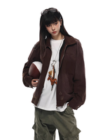 Automne américain Veste à revers en denim délavé pour femmes, style streetwear vintage, design déchiré, technique délavée pour l'hiver