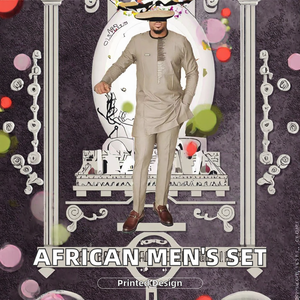 Traje africano, conjunto informal de 2 piezas para hombre, estilo étnico africano, Top largo estampado y pantalones, vestido Dashiki transpirable - Product Image 2