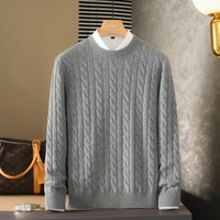 Pull 100% cachemire pur, col rond à manches longues, tricot torsadé double fil épais pour l'automne, possibilité de broderie personnalisée
