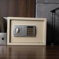 Beiger Elektronischer Digitaler Safe mit Elektronischem Code und Schlüsselschloss Feuchtigkeitsbeständiger Tresor für Zuhause Büro Hotel Bargeld Wertsachen