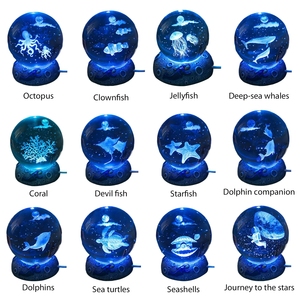 Nuovo 3D Art sfera di cristallo lampada di <span class=keywords><strong>notte</strong></span> K9 colore cambia oceano animale lampada a sfera di cristallo con Base in resina LED sfera di cristallo luce notturna - Product Image 6