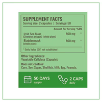 Capsules de mousse de mer 1600MG les plus vendues avec supplément à base de Bladderwrack pour le soutien de la thyroïde chez l'adulte