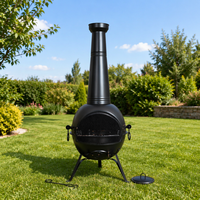Cheminée extérieure de 137 cm de hauteur, foyer à bois pour jardin et terrasse, foyer à bois avec grille de cuisson