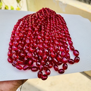 Nouvelles perles de rubis corindon de qualité AAAA+ extrêmement belles, forme ovale, lisses, perles de pierres précieuses de rubis, fabrication de bijoux B - Product Image 5