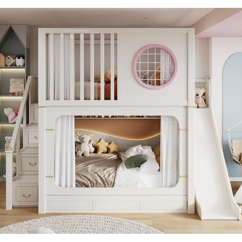Hoogslaper Stapelbed In Huisvorm 90x200 Cm – Met Glijbaan, Trap En Valbeveiliging Voor Kinderen