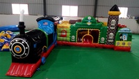 WINSUN Combo Train Gonflable Parc de Divertissement Ignifuge et Imperméable Taille Personnalisable Château Gonflable et Trampoline en PVC