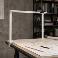 Lampe de bureau LED minimaliste 24W noire à spectre complet, CRI 95 élevé, sans scintillement, faible lumière bleue, à intensité variable tactile, avec pince pour étudiants