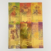 Billet de banque commémoratif en or suisse 24 carats, ensemble de feuilles plaquées or suisse, cadeau de collection