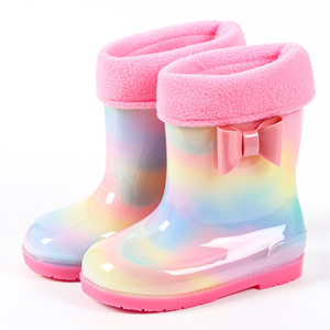 Cute Children Rain <strong>Boots</strong> for Girls Boys Waterproof and Anti-slip Pink PVC Gumboot OEM <strong>Wellington</strong> <strong>Boots</strong> with Handle - Product Image 4