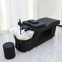 Chaise de lavage de cheveux de salon de beauté de style moderne lit de shampooing en cuir synthétique avec lumières colorées pour table de massage thaï de spa