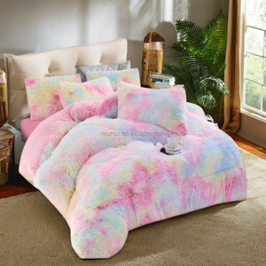 Edredón de invierno de 1 pieza, ropa de cama esponjosa, edredón cálido con tinte de corbata, edredón de algodón y poliéster, juego de cama estampado de retazos, uso doméstico - Product Image 2